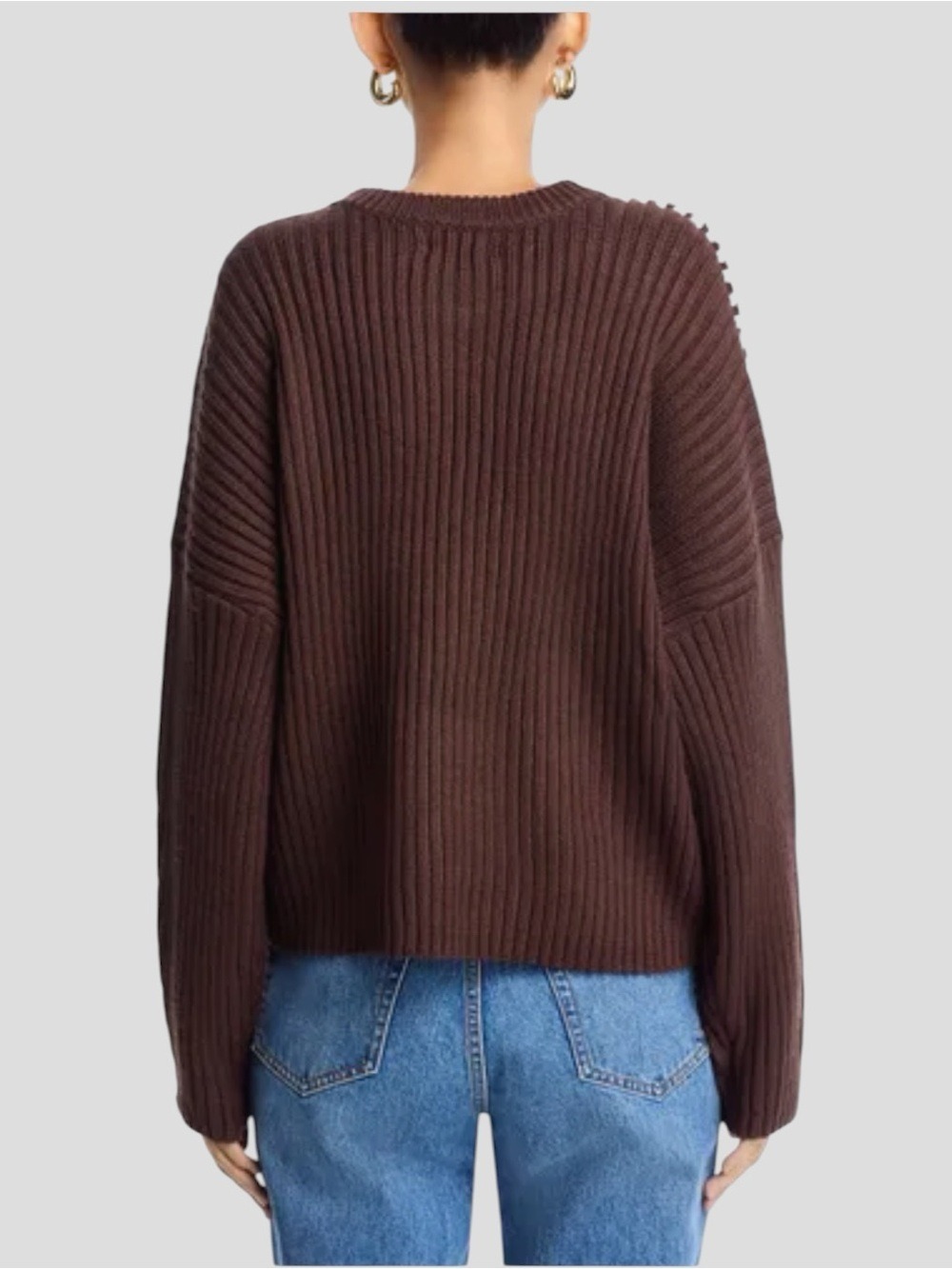 Elan Ribbed Blanket Stitch Sweater Brown M Granola Girl Cozy Indie Boho Earthy - Picture 5 of 12